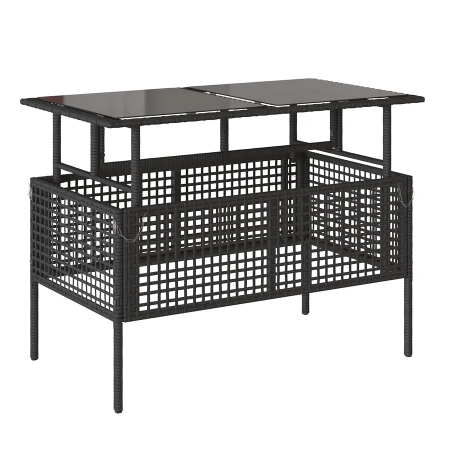 Salon de jardin avec coussins 4 pcs noir résine tressée verre - 8