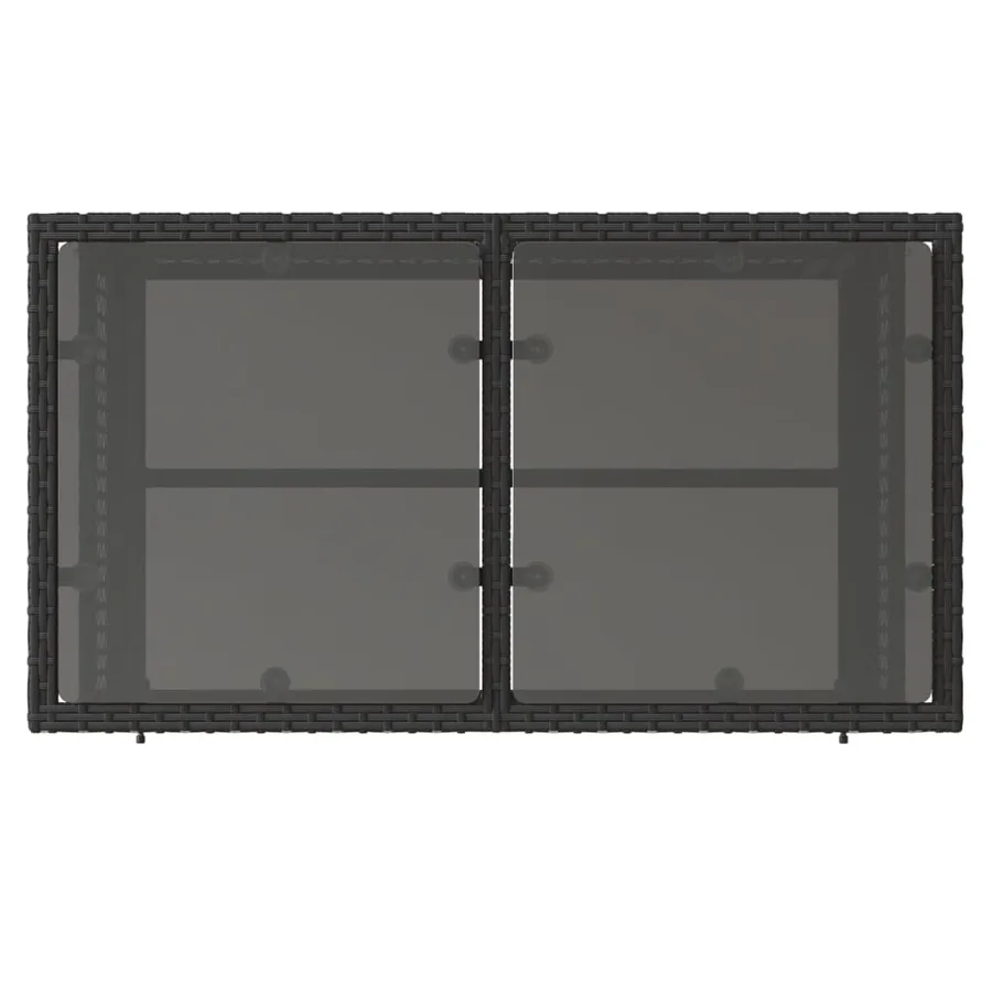 Salon de jardin avec coussins 4 pcs noir résine tressée verre - 9