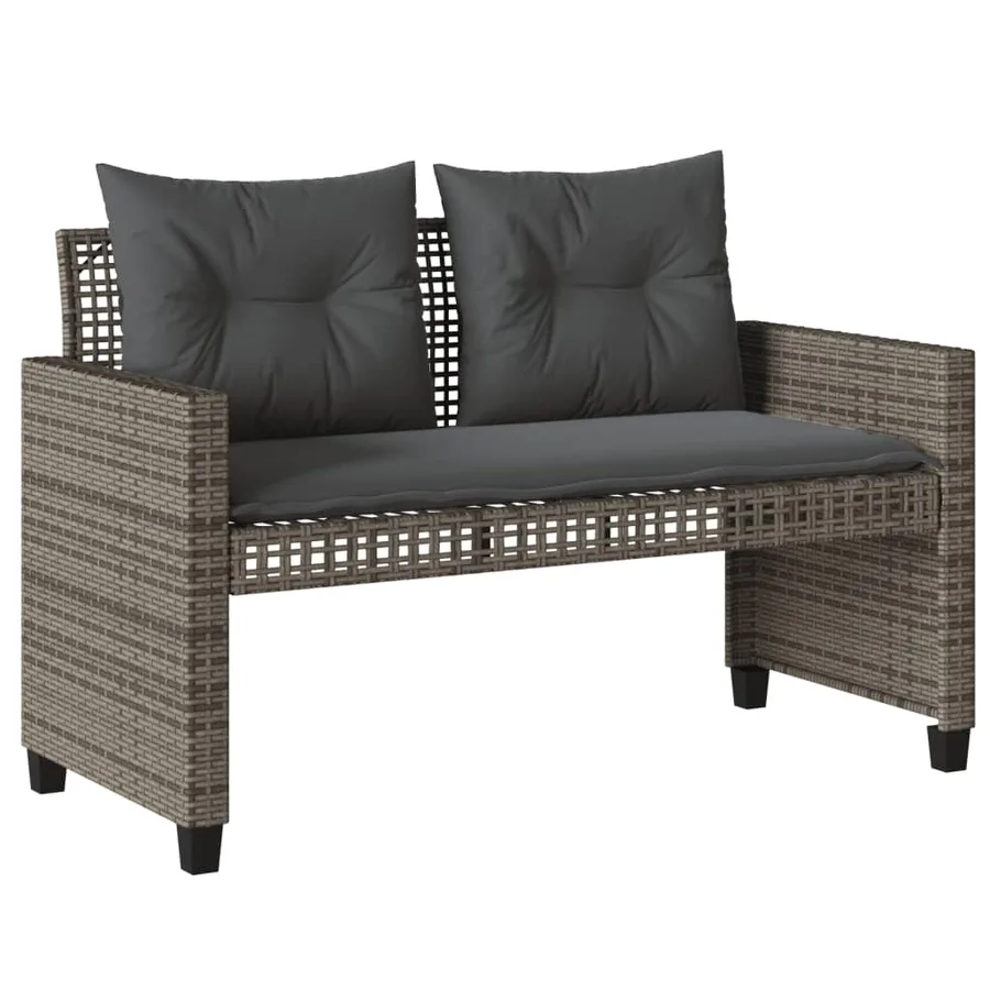 Salon de jardin avec coussins 4 pcs gris résine tressée verre - 4