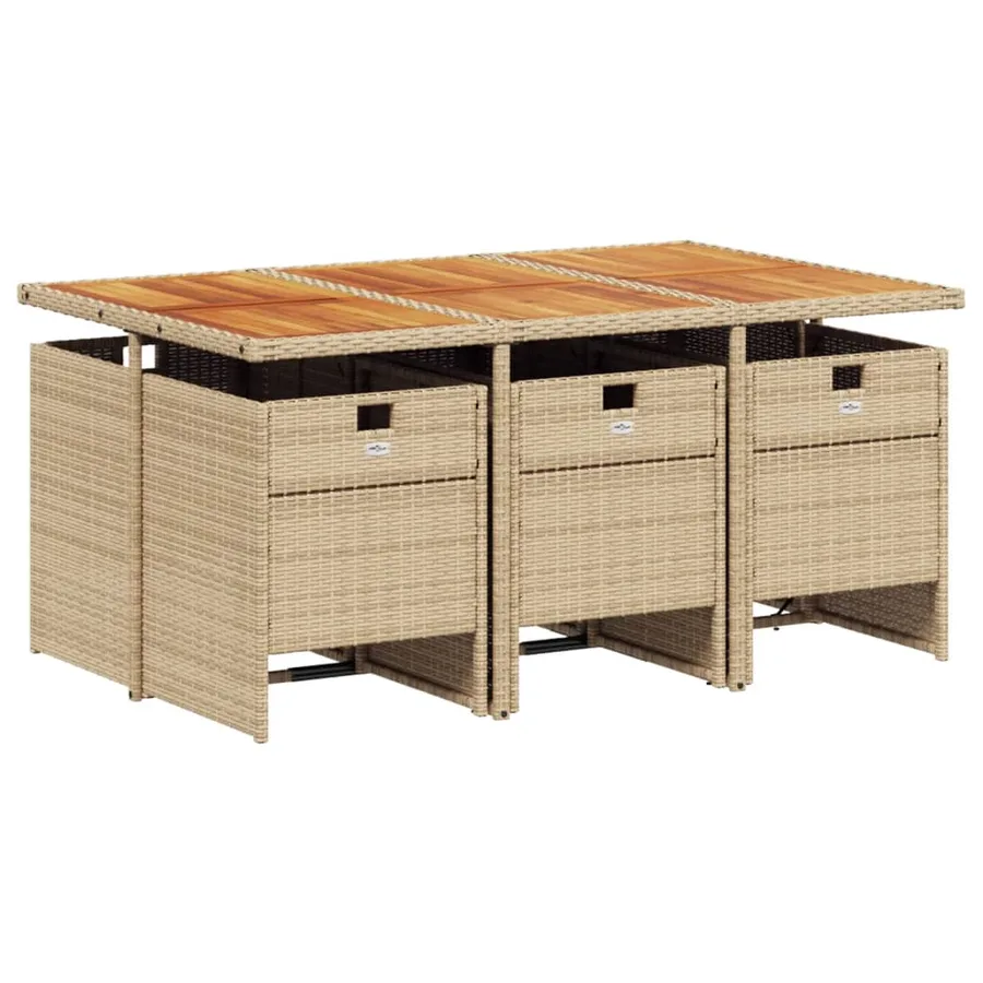 Ensemble à manger de jardin et coussins 7 pcs beige poly rotin - 3