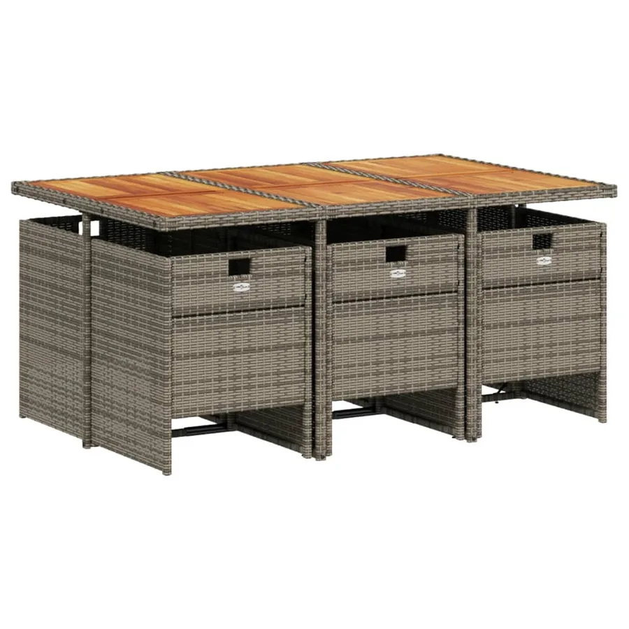 Ensemble à manger de jardin et coussins 7 pcs gris rotin - 3