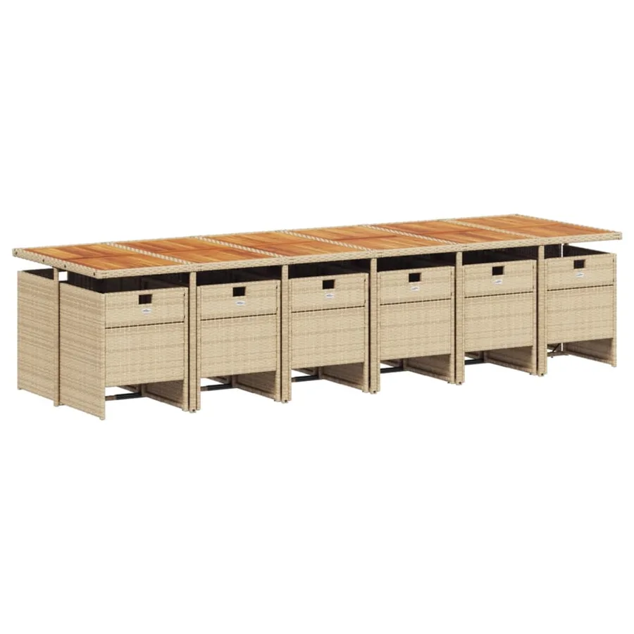 Ensemble à manger de jardin et coussins 13 pcs beige - 3