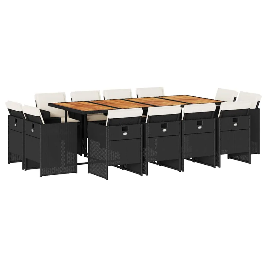 Ensemble à manger de jardin 13 pcs coussins noir résine tressée - 2