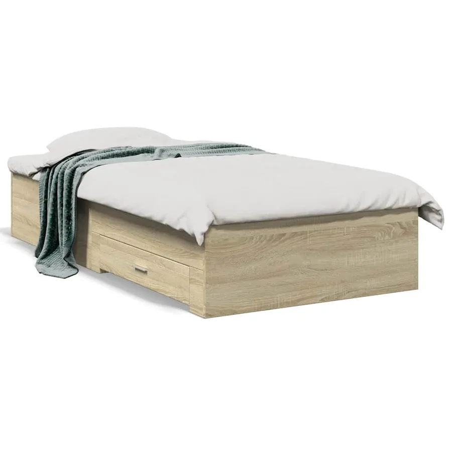 Cadre de lit avec tiroirs sans matelas chêne sonoma 100x200 cm - 2