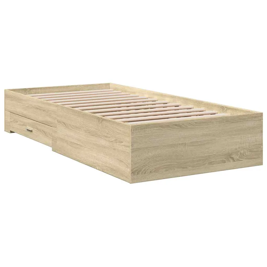 Cadre de lit avec tiroirs sans matelas chêne sonoma 100x200 cm - 3