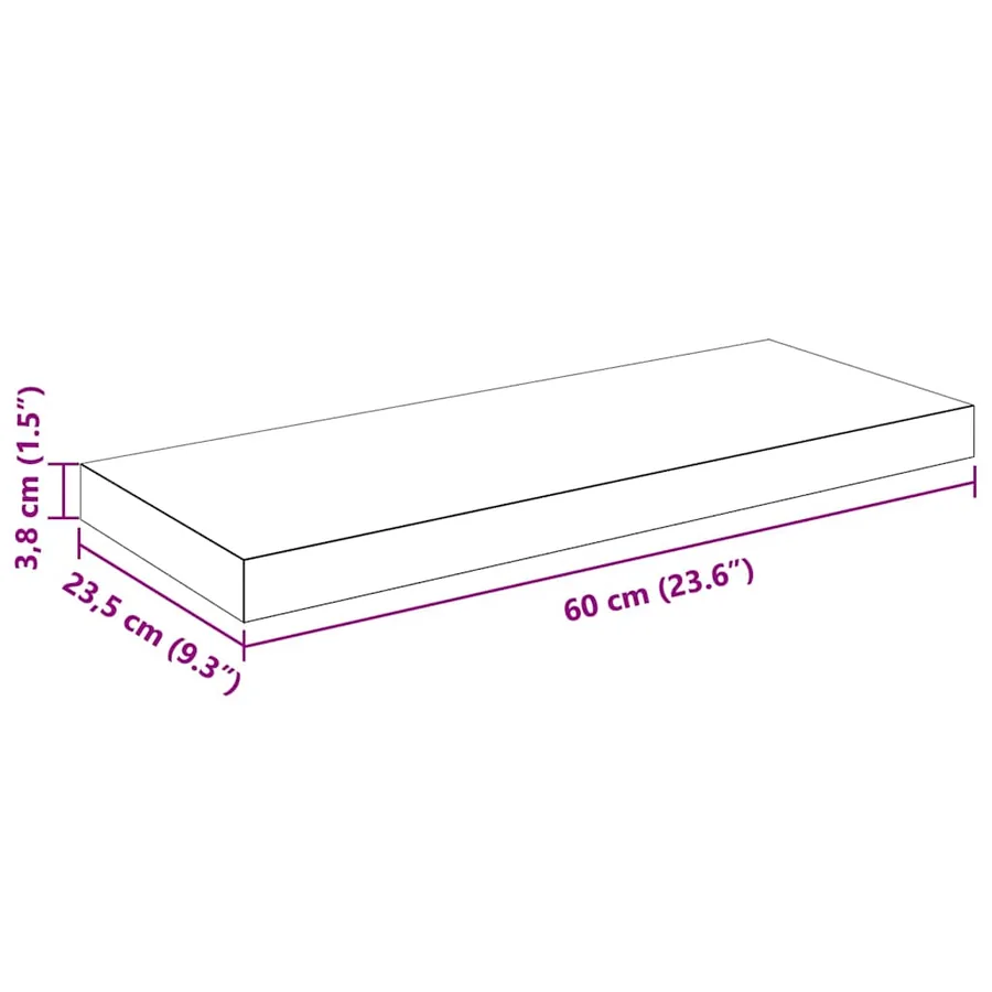Étagère murale flottante Blanc brillant 60x23,5x3,8 cm MDF - 14