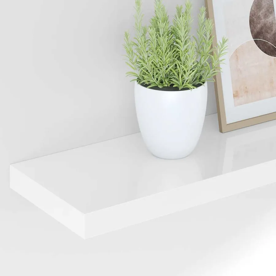 Étagère murale flottante Blanc brillant 60x23,5x3,8 cm MDF - 4