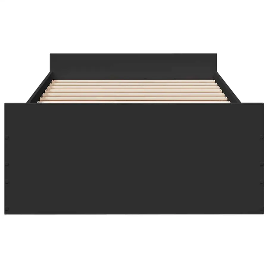 Cadre de lit avec tiroirs sans matelas noir 75x190 cm - 4