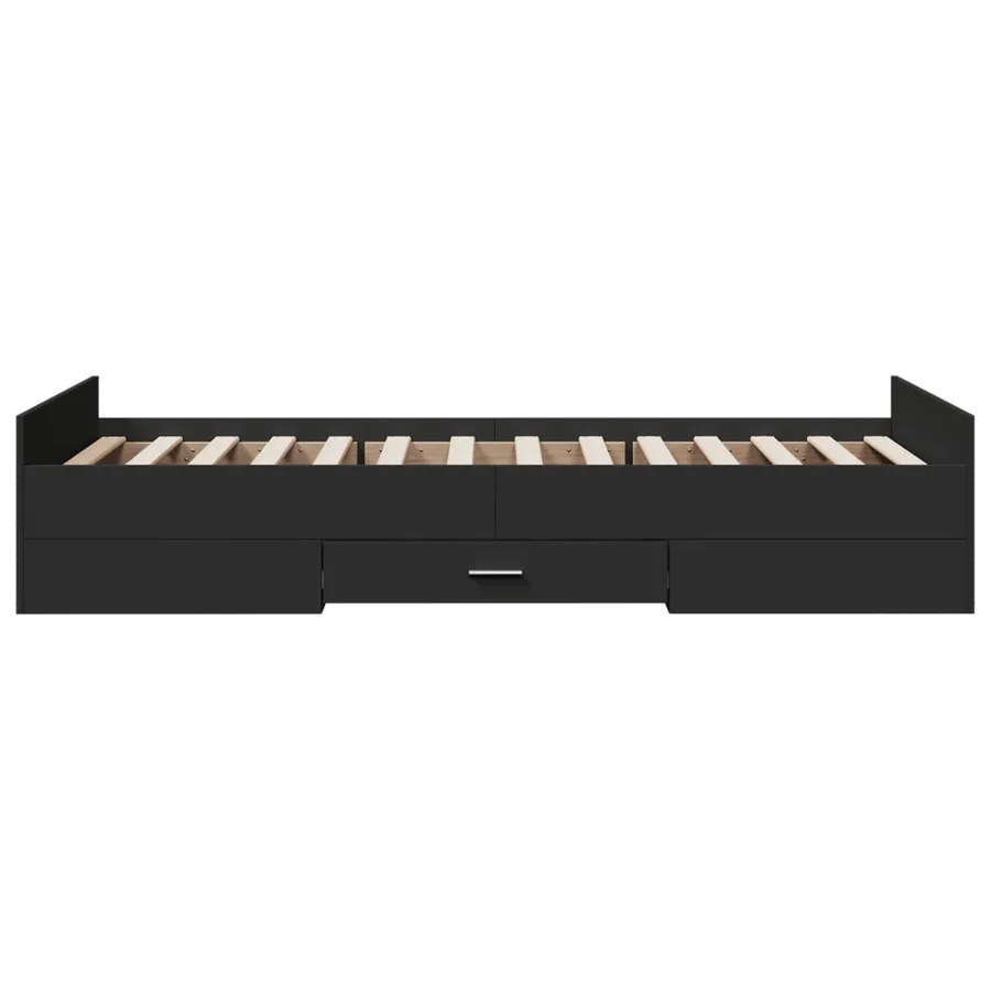 Cadre de lit avec tiroirs sans matelas noir 75x190 cm - 5