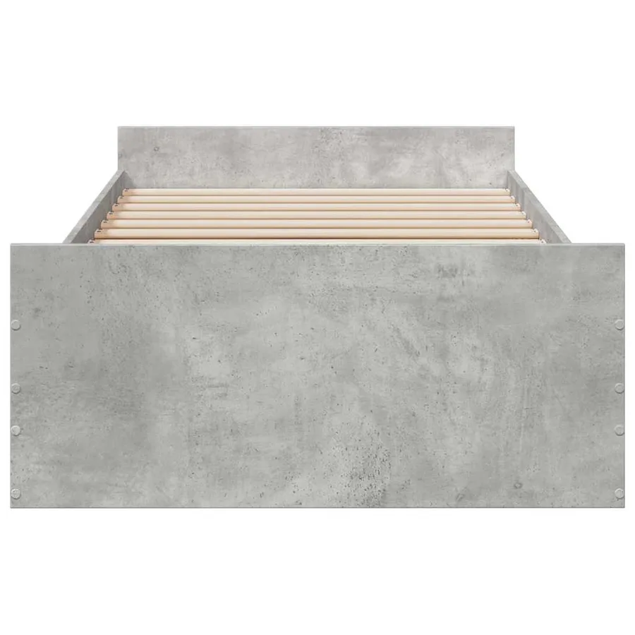 Cadre de lit avec tiroirs sans matelas gris béton 75x190 cm - 4