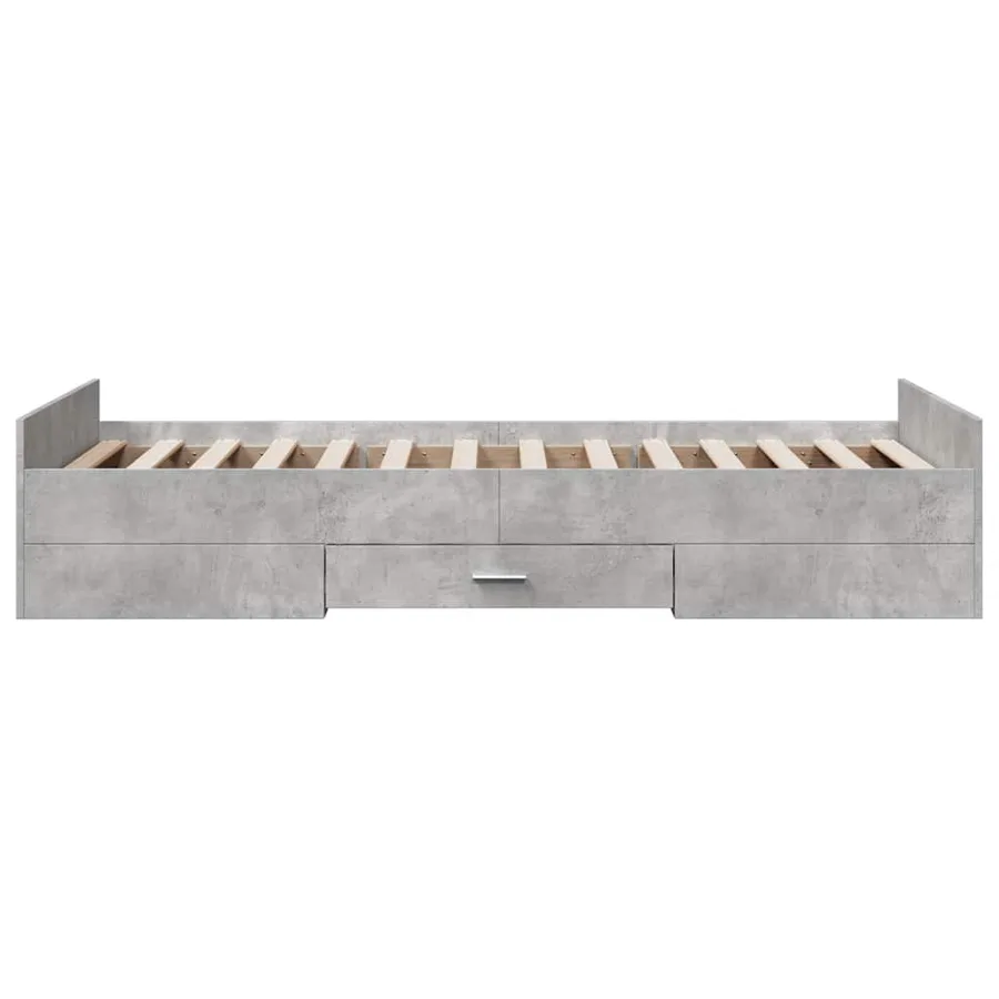 Cadre de lit avec tiroirs sans matelas gris béton 75x190 cm - 5