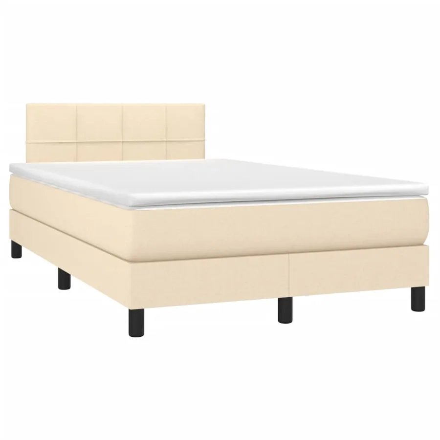 Sommier à lattes de lit matelas et LED crème 120x190 cm tissu - 3