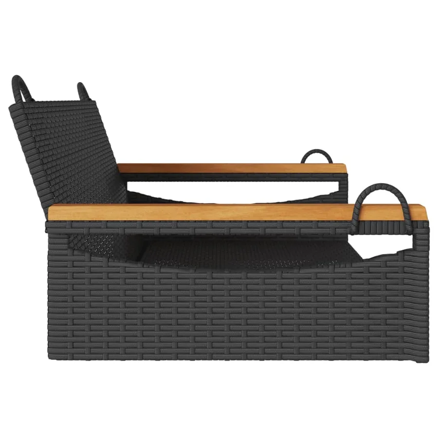 Balancelle noir 109x62x40 cm résine tressée - 5