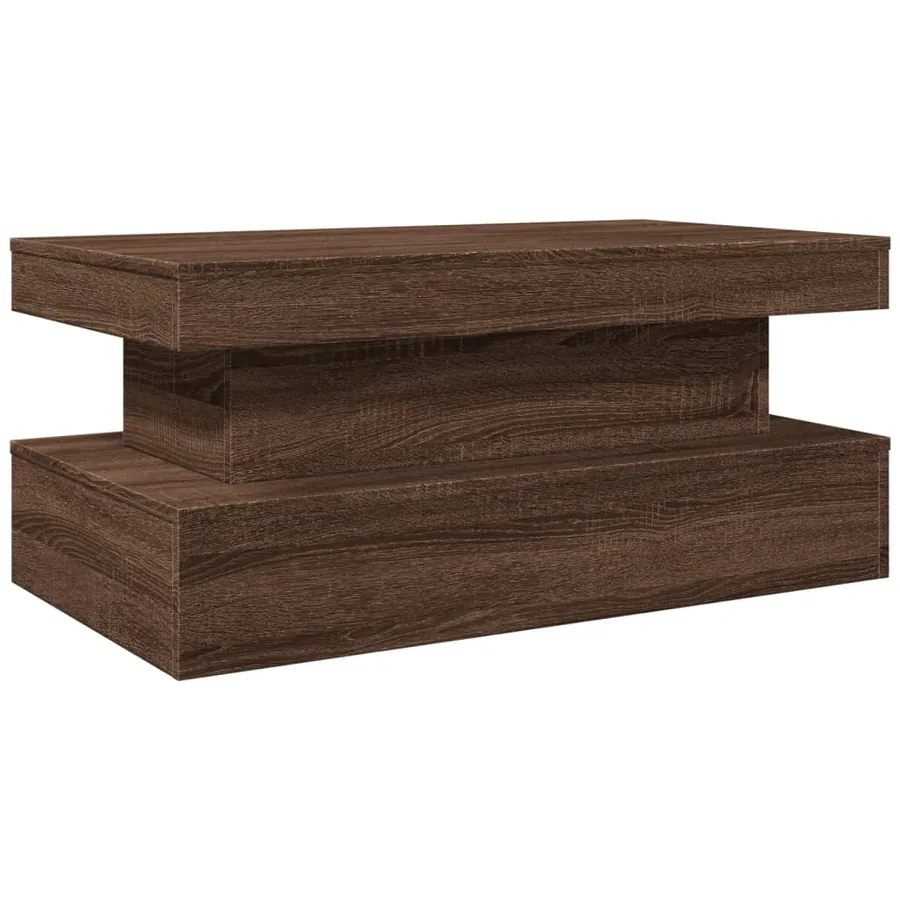 Table basse avec lumières LED chêne marron 90x50x40 cm - 3