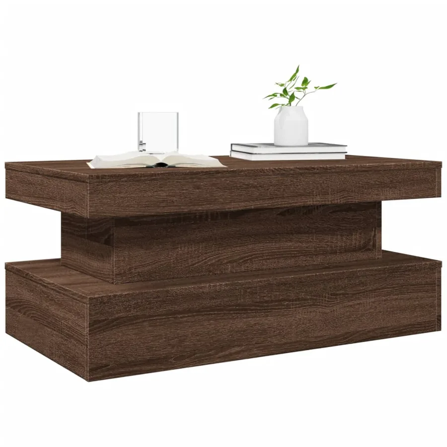 Table basse avec lumières LED chêne marron 90x50x40 cm - 6