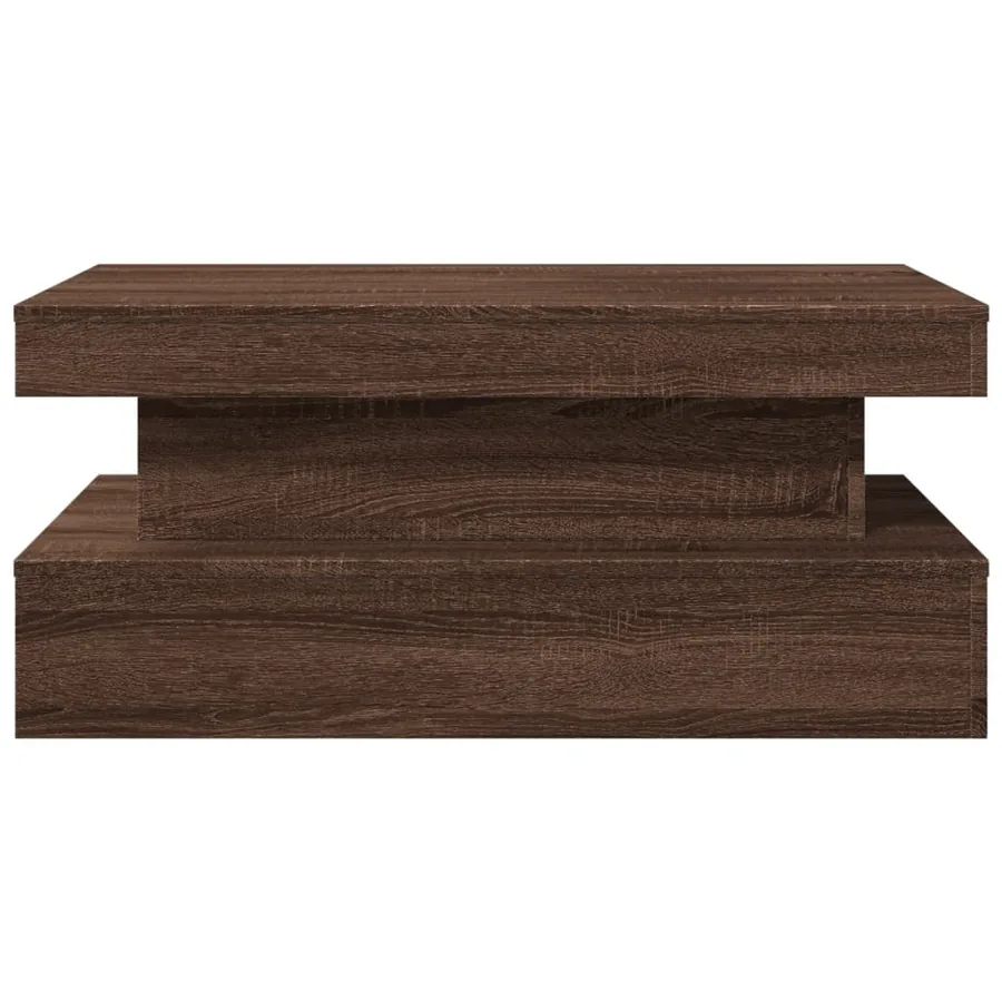 Table basse avec lumières LED chêne marron 90x50x40 cm - 7