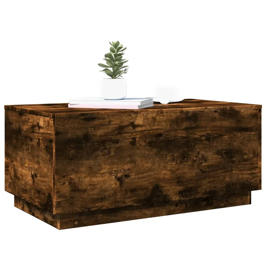 Table basse avec lumières LED chêne fumé 90x50x40 cm - 6