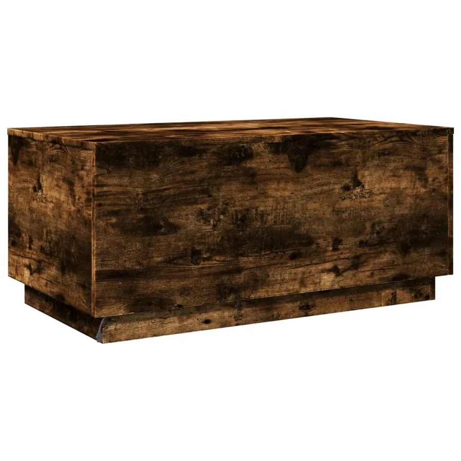 Table basse avec lumières LED chêne fumé 90x50x40 cm - 9