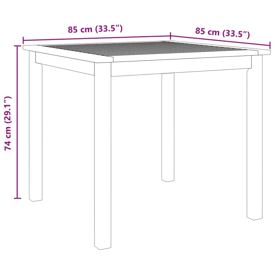 Ensemble à manger de jardin 5 pcs 85x85x74 cm Bois d'acacia solide - 9