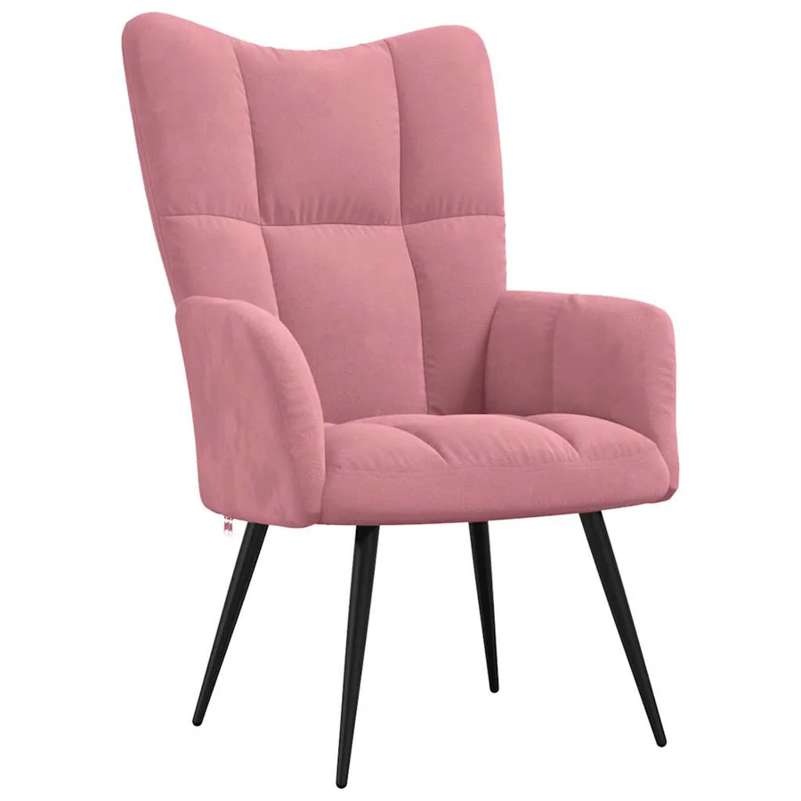 Chaise de relaxation avec tabouret Rose Velours - 6