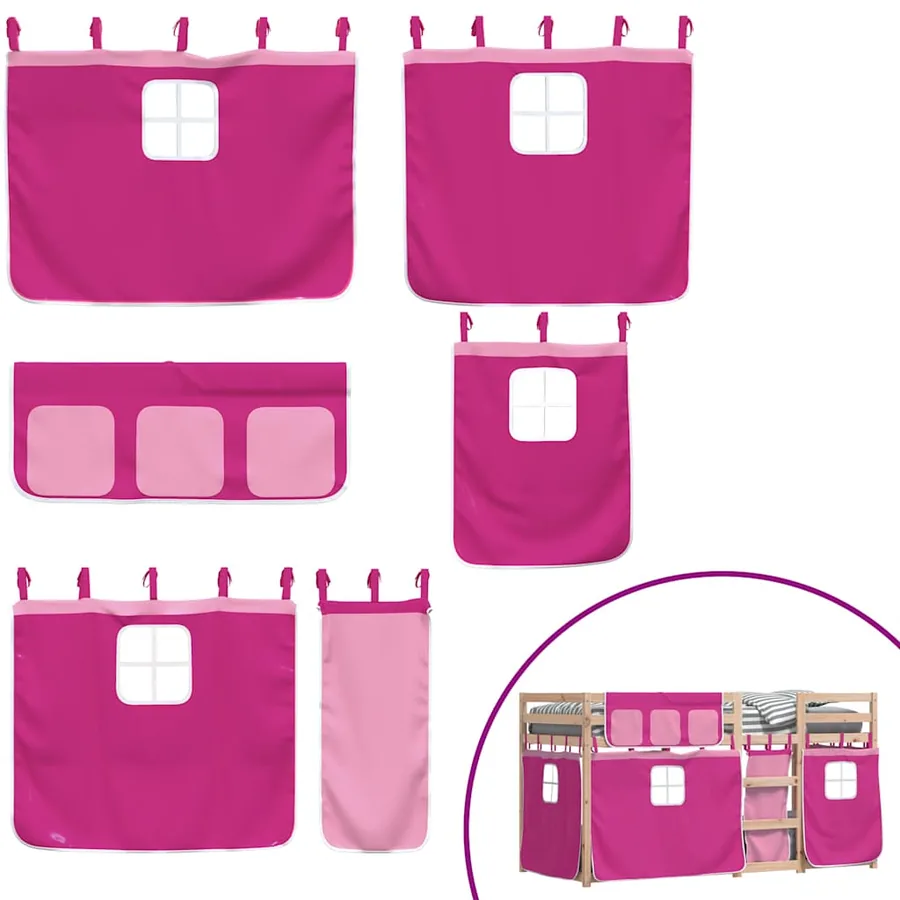 Lit superposé sans matelas rose 75x190 cm bois de pin massif - 10