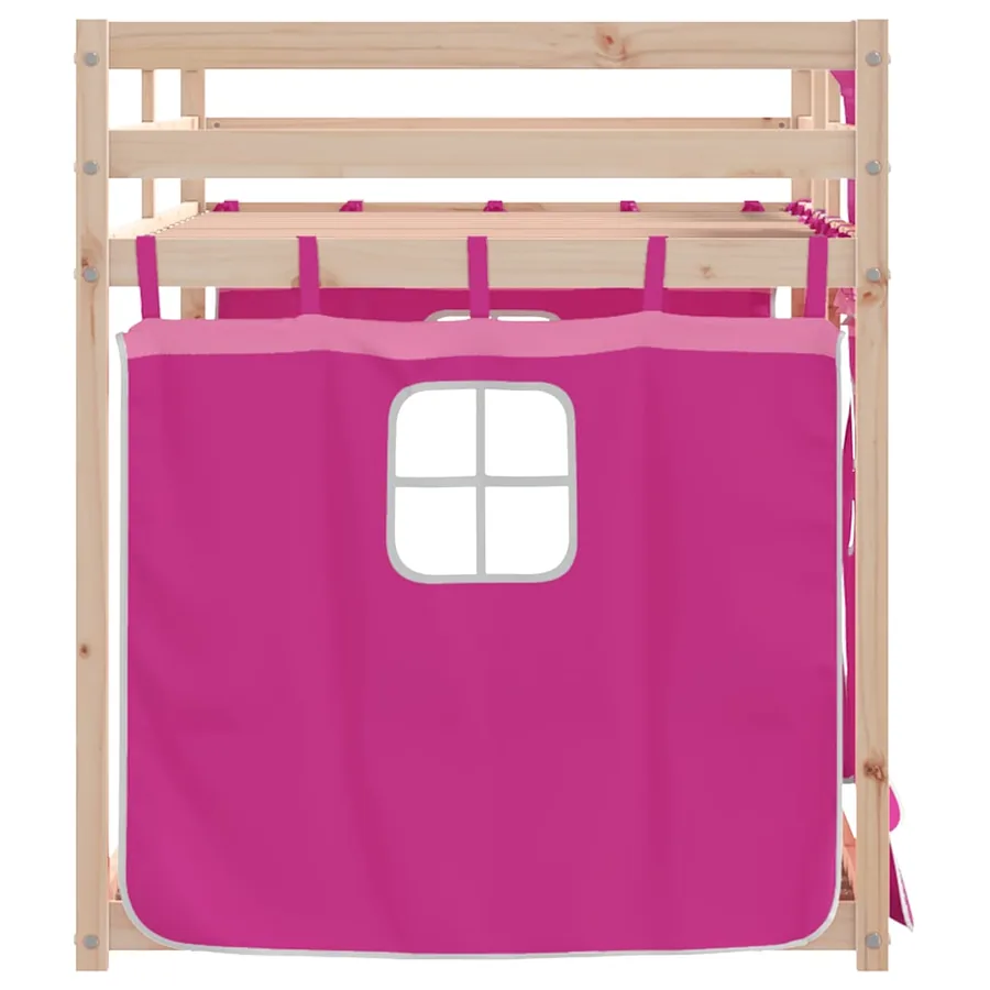 Lit superposé sans matelas rose 75x190 cm bois de pin massif - 6
