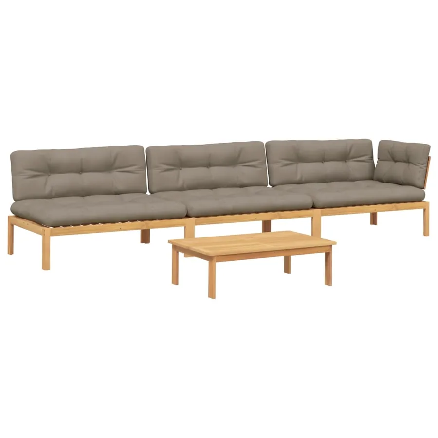 Salon palette de jardin avec coussins 4pcs bois d'acacia massif - 2
