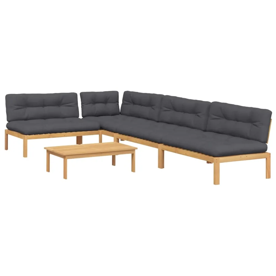 Salon palette de jardin avec coussins 5pcs bois d'acacia massif - 2