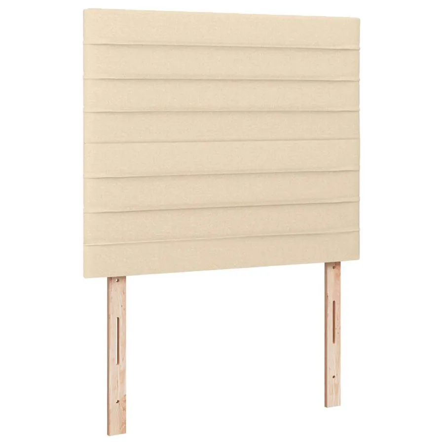 Sommier à lattes de lit matelas et LED crème 120x190 cm tissu - 9