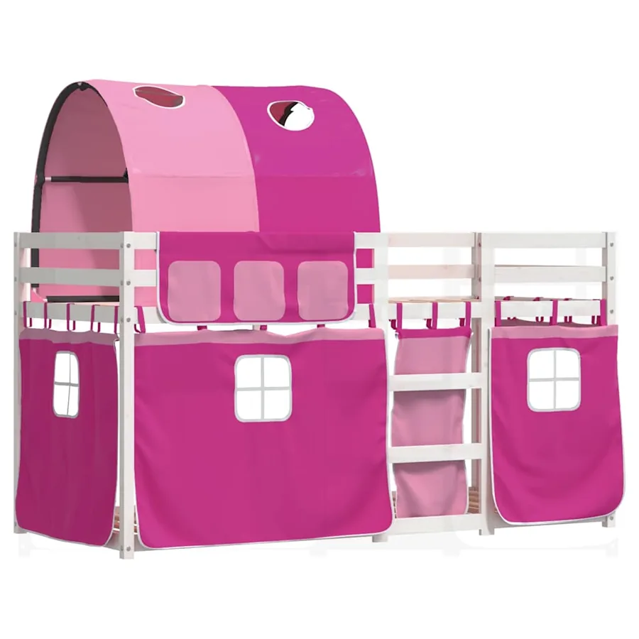 Lit superposé sans matelas rose 75x190 cm bois de pin massif - 3
