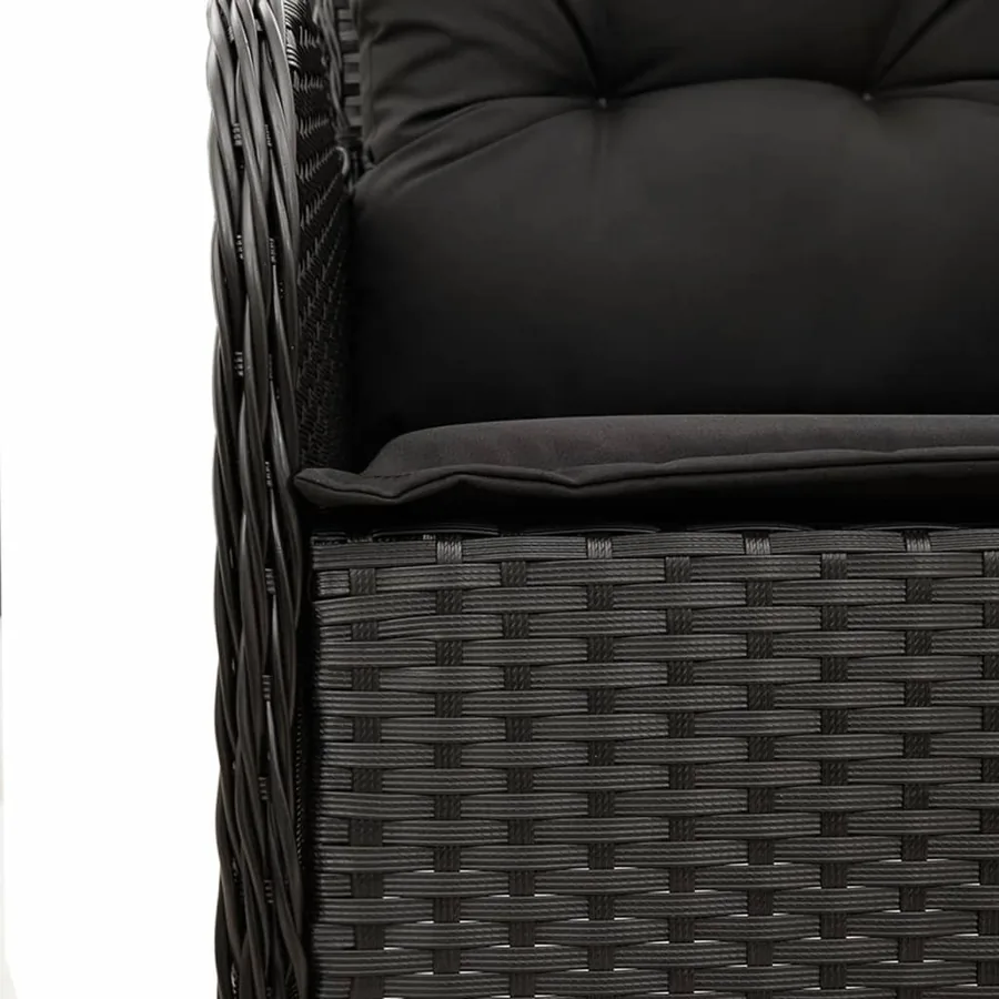 Ensemble à manger de jardin coussins 7pcs Noir Résine tressée - 5