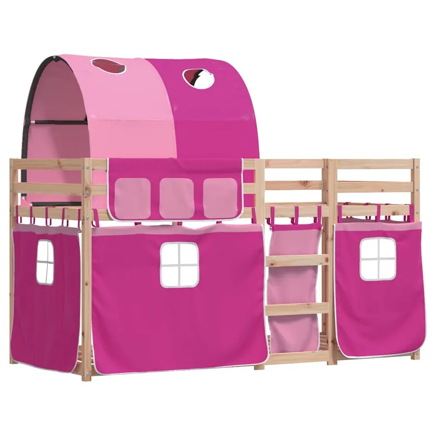 Lit superposé sans matelas rose 80x200 cm bois de pin massif - 3