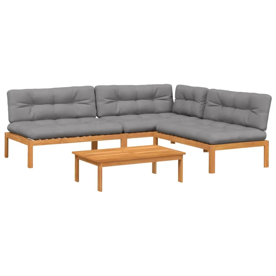Salon palette de jardin avec coussins 4pcs bois d'acacia massif - 2