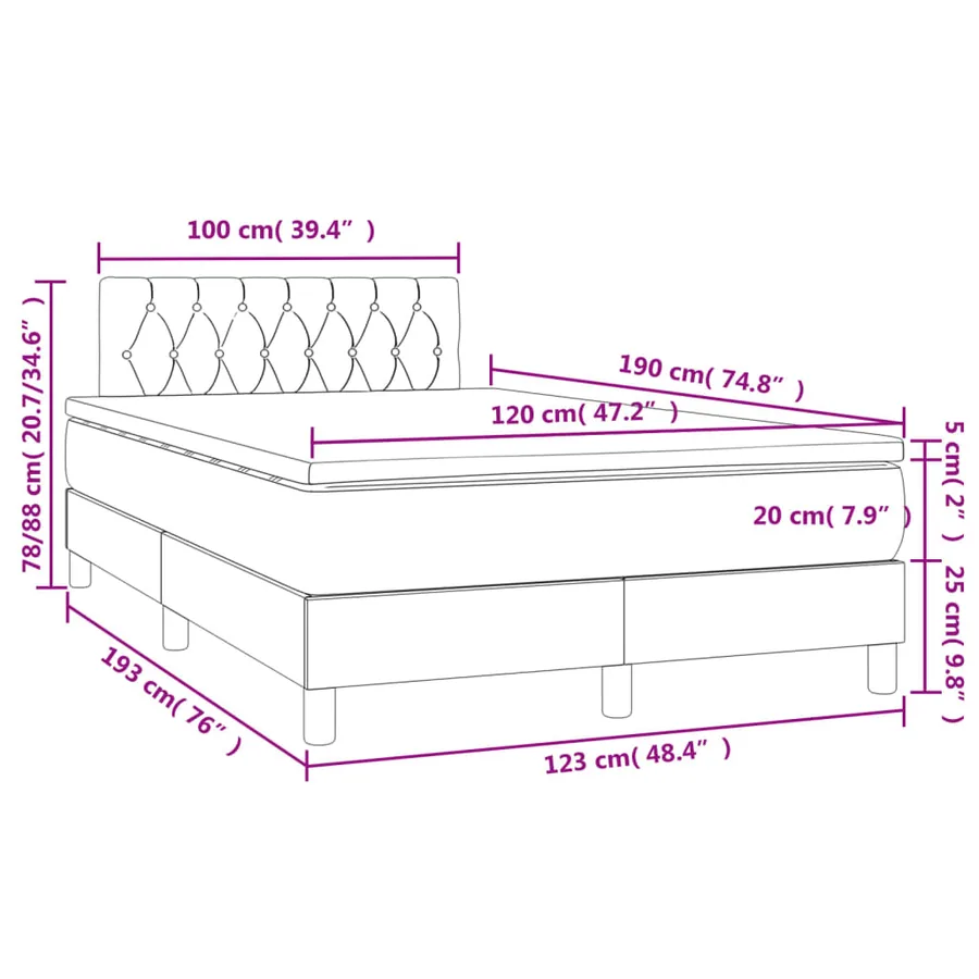 Sommier à lattes de lit et matelas LED rose 120x190 cm velours - 11