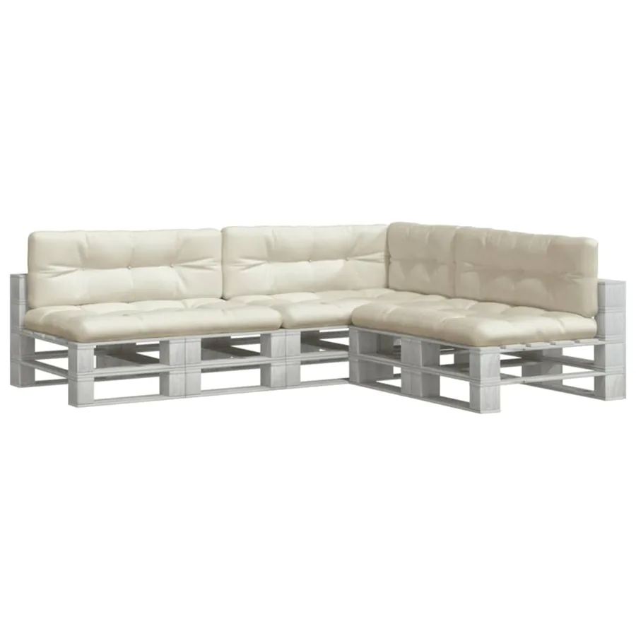 Coussins de palette lot de 7 crème tissu - 3
