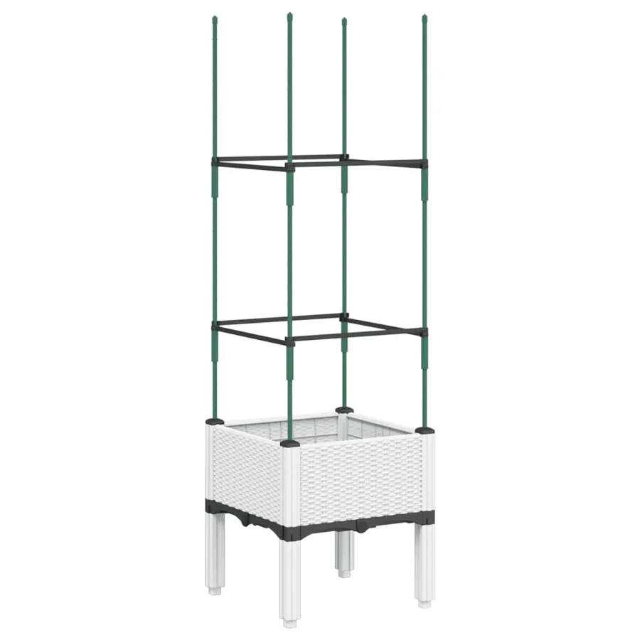 Jardinière avec treillis blanc 40x40x142,5 cm PP - 2