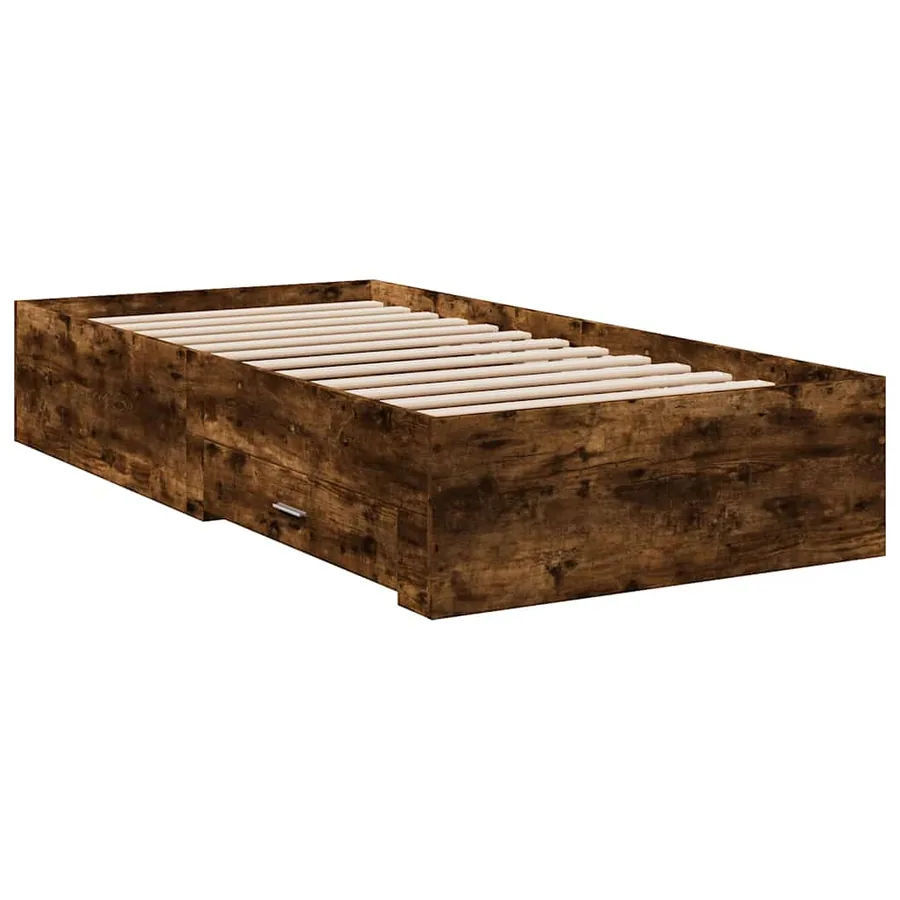 Cadre de lit avec tiroirs sans matelas chêne fumé 100x200 cm - 6