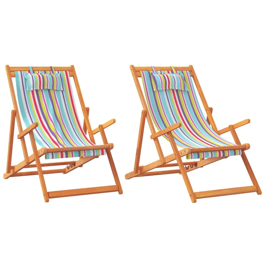 Chaises de plage pliables lot de 2 multicolore tissu - 2