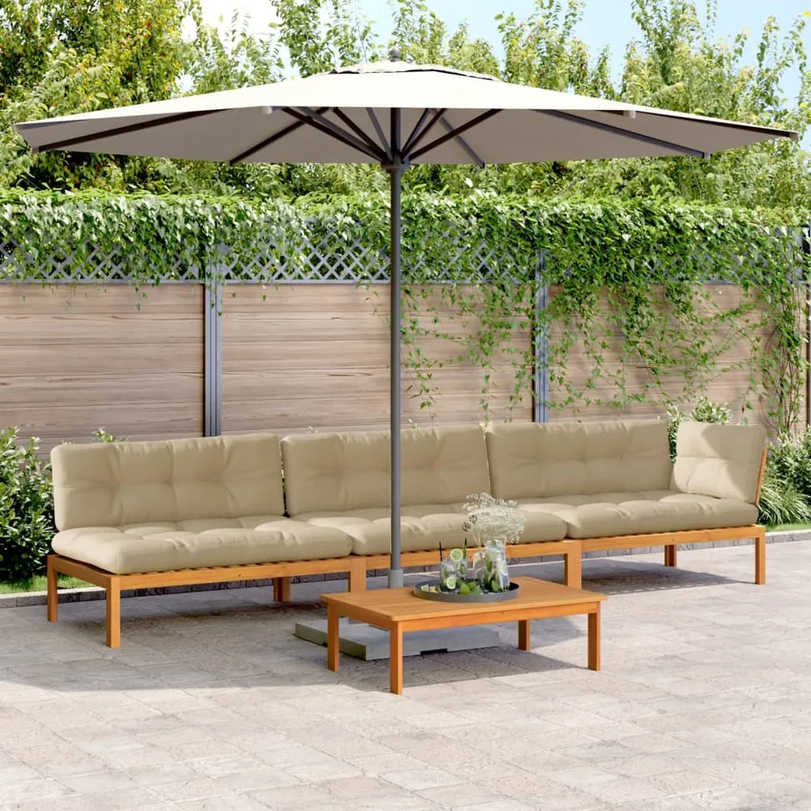 Salon palette de jardin avec coussins 4pcs bois d'acacia massif