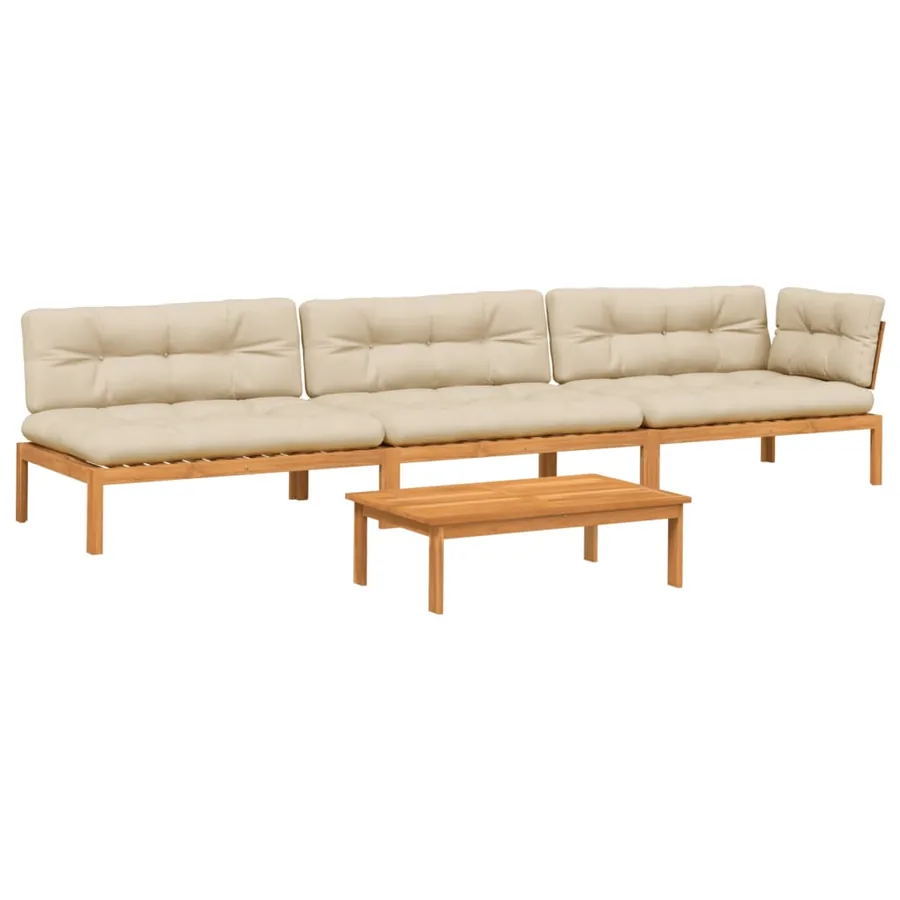 Salon palette de jardin avec coussins 4pcs bois d'acacia massif - 2