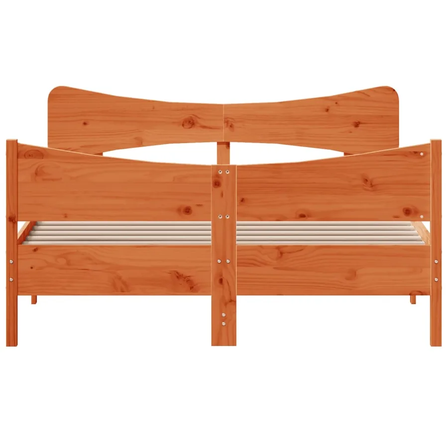 Cadre de lit sans matelas cire marron 150x200cm bois pin massif - 4