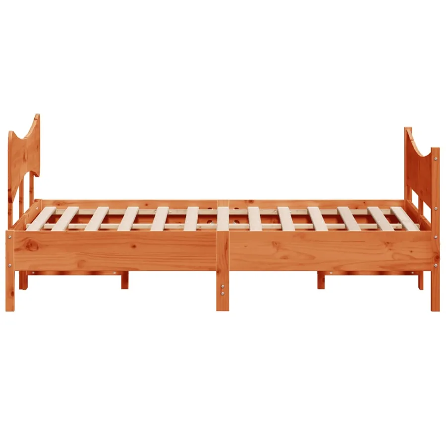 Cadre de lit sans matelas cire marron 150x200cm bois pin massif - 5
