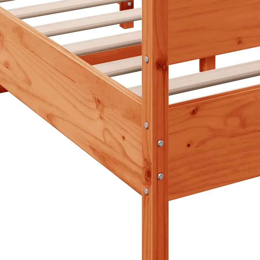 Cadre de lit sans matelas cire marron 150x200cm bois pin massif - 7
