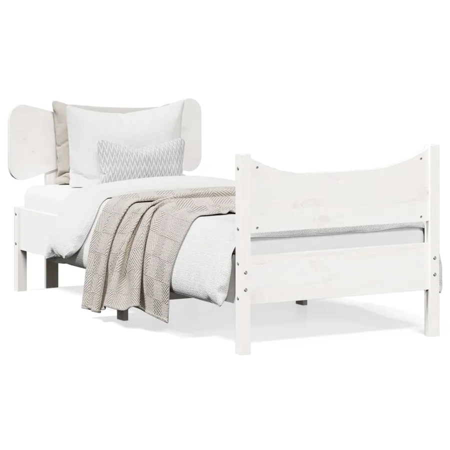 Cadre de lit sans matelas blanc 75x190 cm bois de pin massif - 2