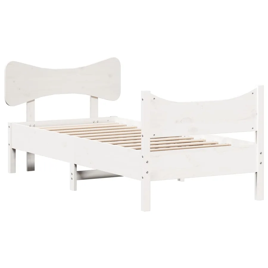 Cadre de lit sans matelas blanc 75x190 cm bois de pin massif - 3