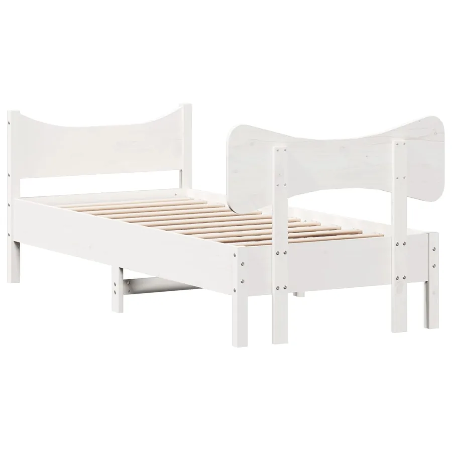 Cadre de lit sans matelas blanc 75x190 cm bois de pin massif - 6