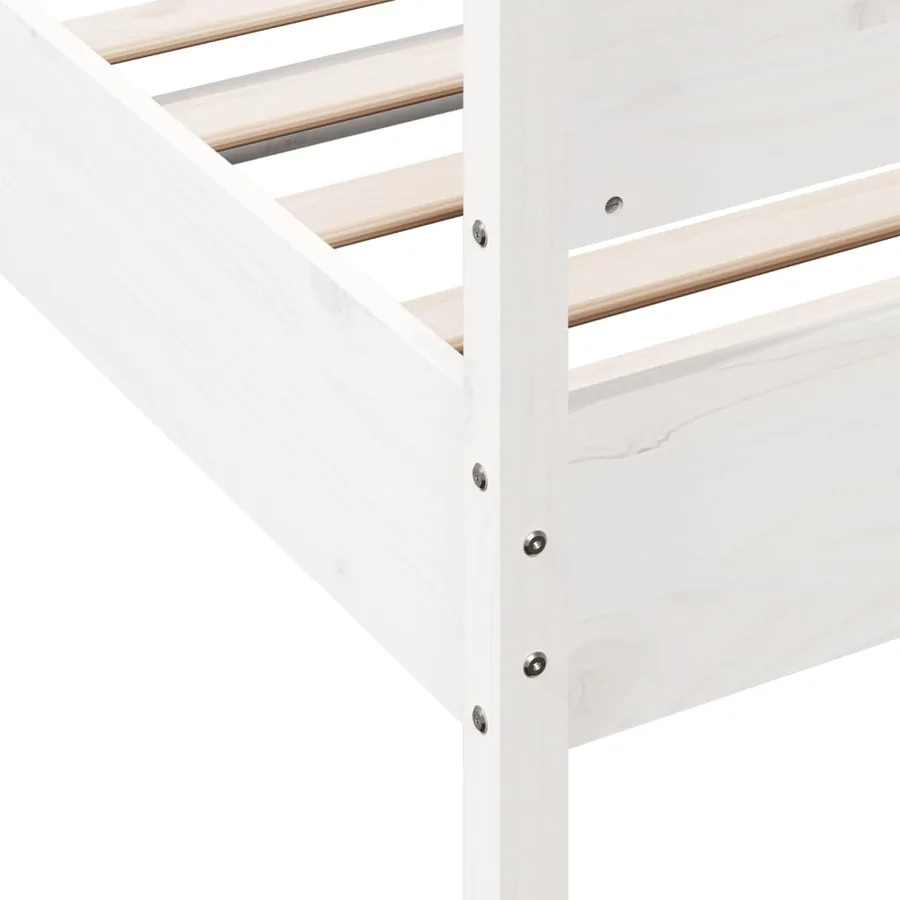 Cadre de lit sans matelas blanc 75x190 cm bois de pin massif - 7