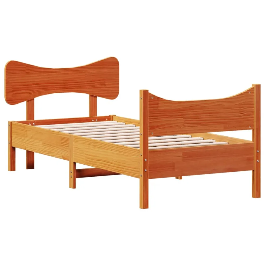 Cadre de lit sans matelas cire marron 90x190 cm bois pin massif - 3