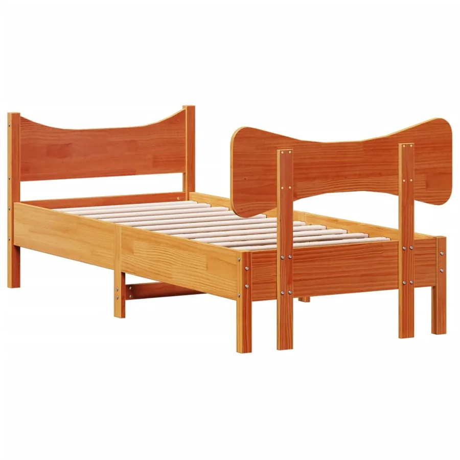 Cadre de lit sans matelas cire marron 90x190 cm bois pin massif - 6