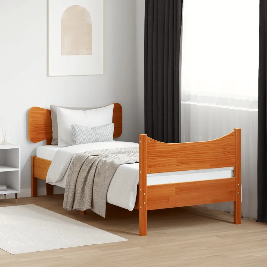 Cadre de lit sans matelas cire marron 100x200cm bois pin massif